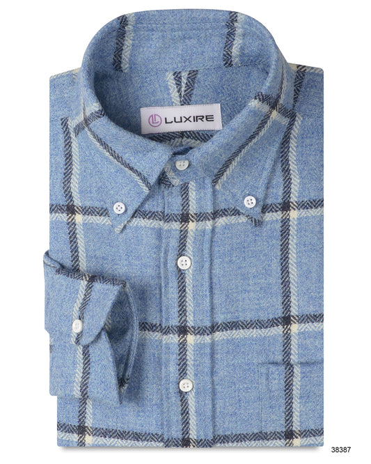Dugdale Light Blue Windowpane Tweed Shirt