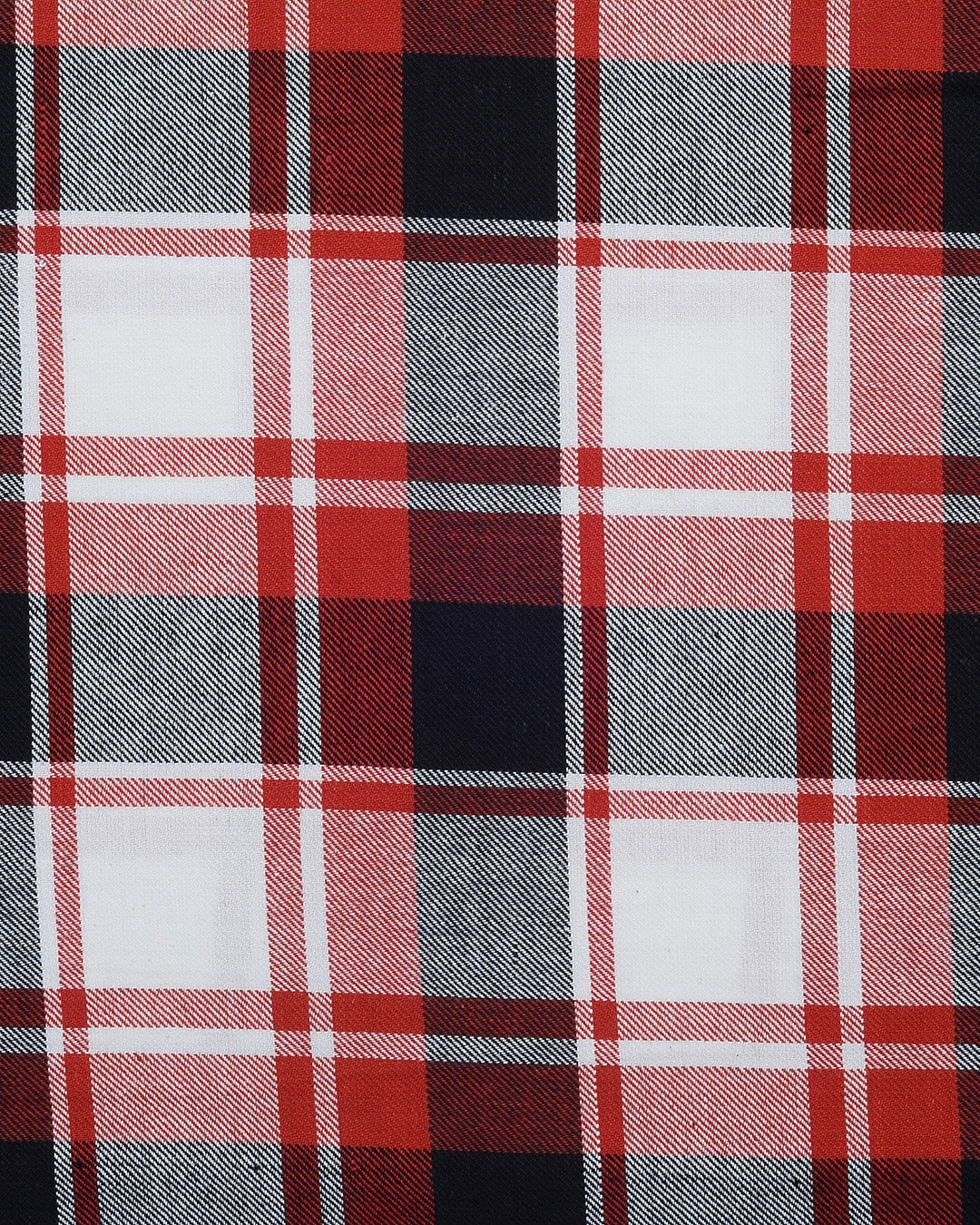 Bold Twill Red Black Checks on White