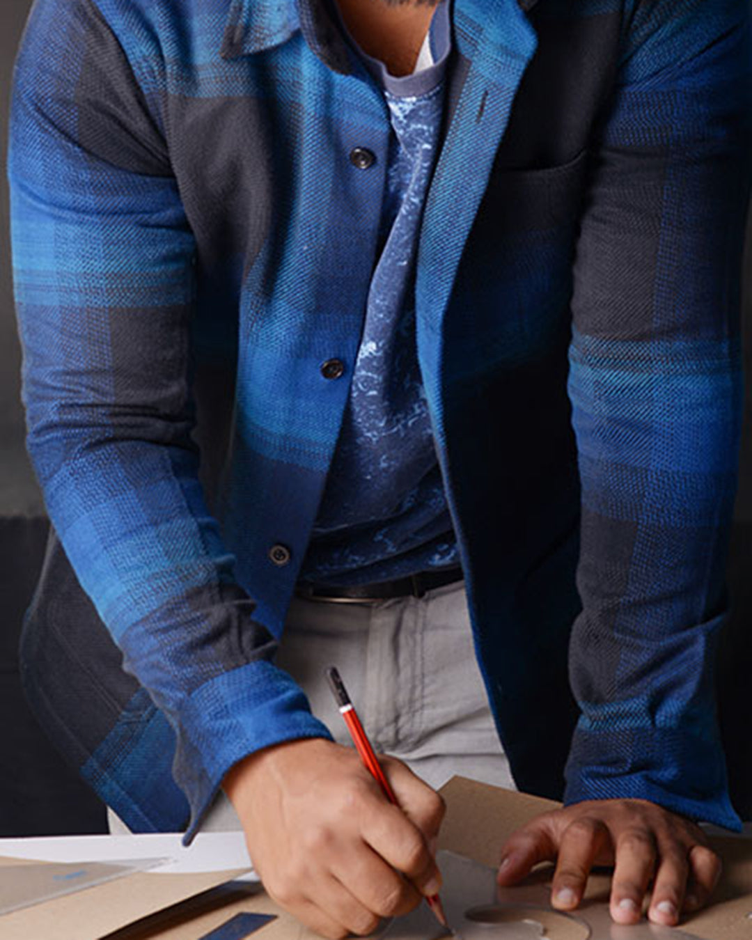 Black Blue Bold Checks Work Shirt - 1