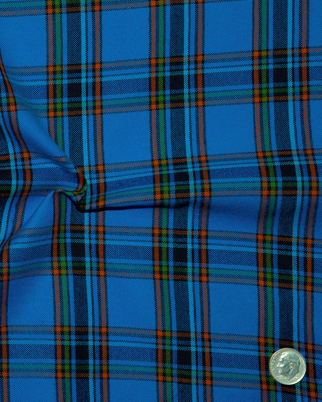 Blue Black Dark Orange Green Tartan Checks