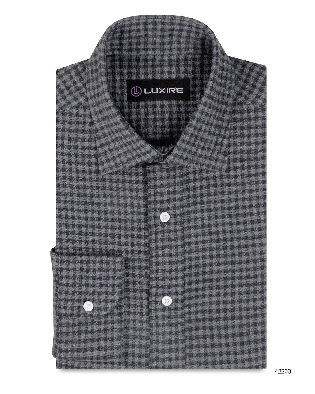 Mini Nightshadow Grey Gingham Flannel Work Shirt - 1