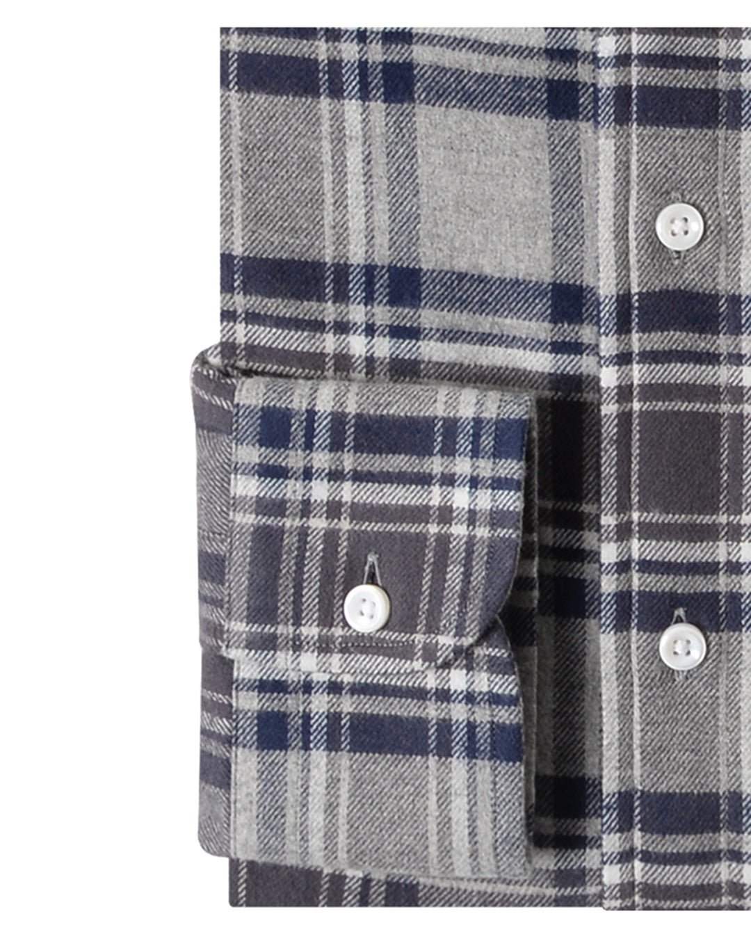Dark Gull Grey Navy Plaid Flannel Work Shirt - 4