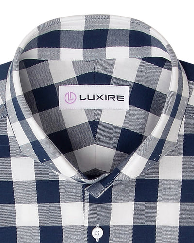 Navy White Windowpane Gingham Soft Twill