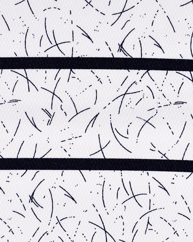 Printed White with Dark Navy Stripes Shirt