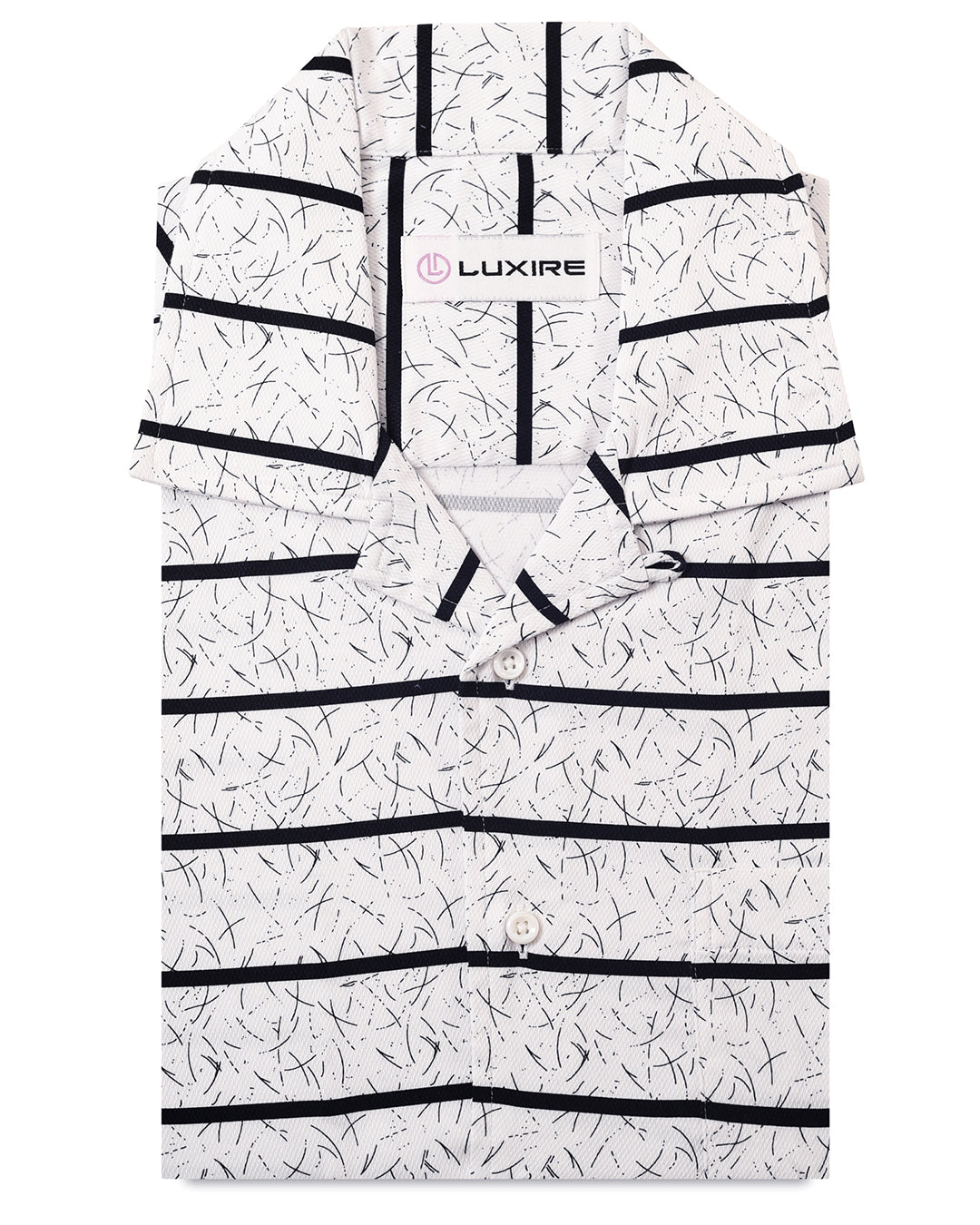 Printed White with Dark Navy Stripes Shirt