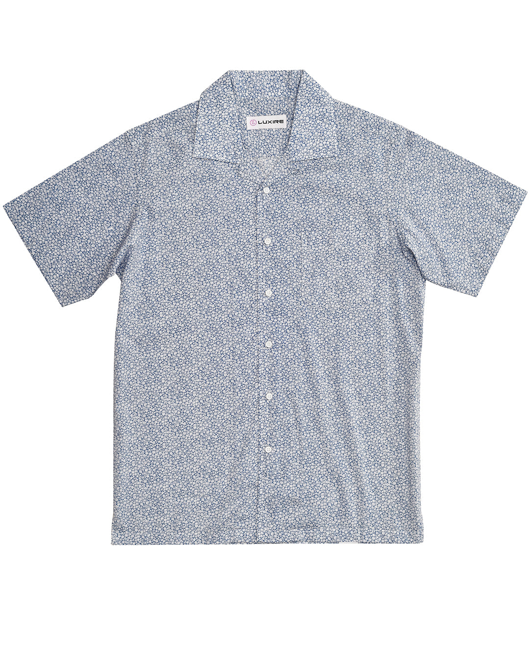 White Flower on Blue Printed Shirt - 1