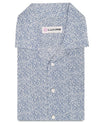 White Flower on Blue Printed Shirt