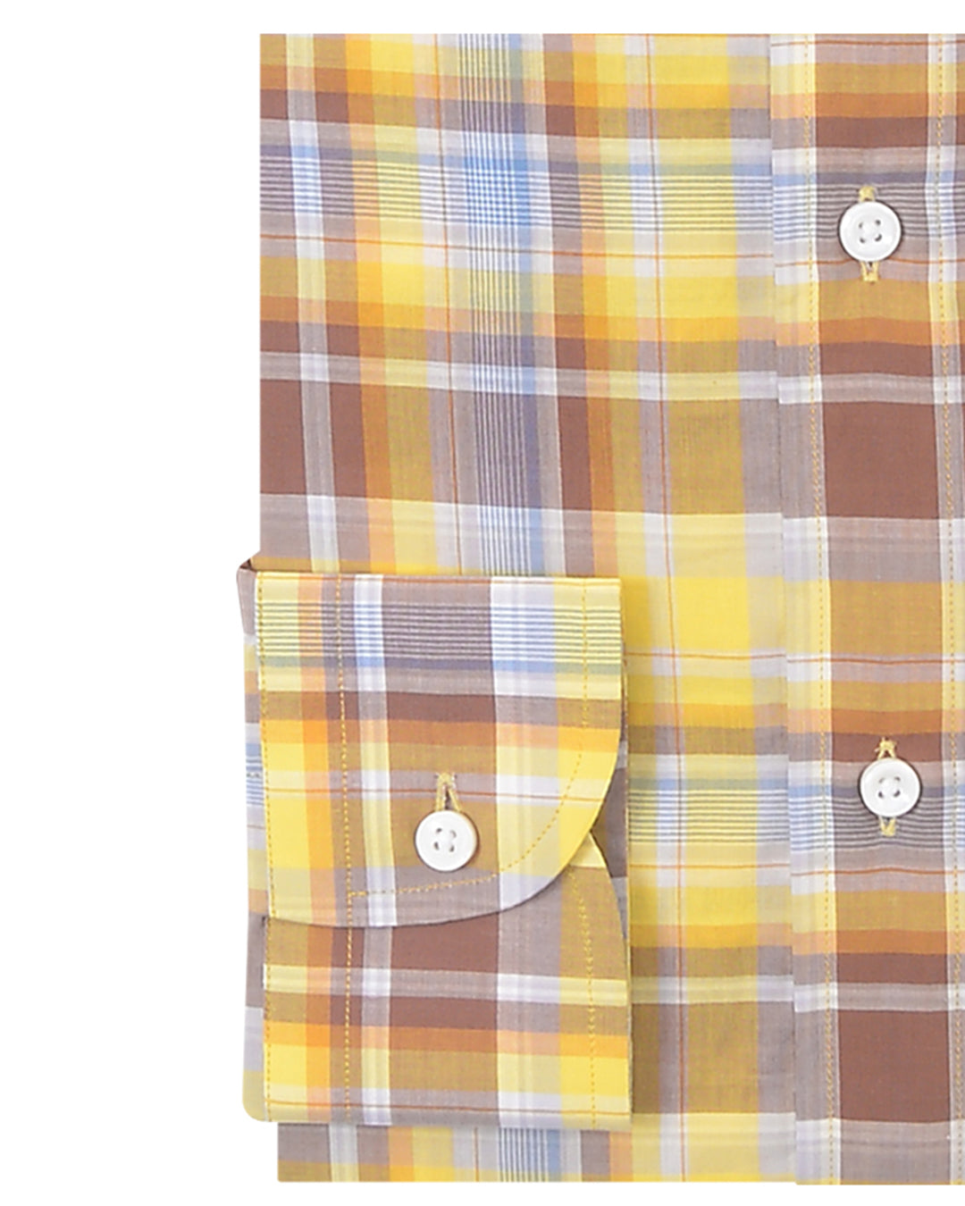 Summer Light Yellow Brown Madras Checks - 3