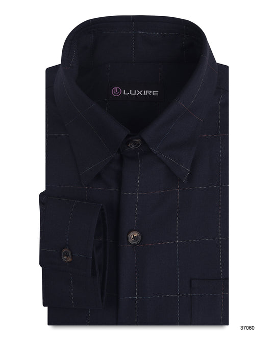 Dugdale Navy Windowpane Twill shirt