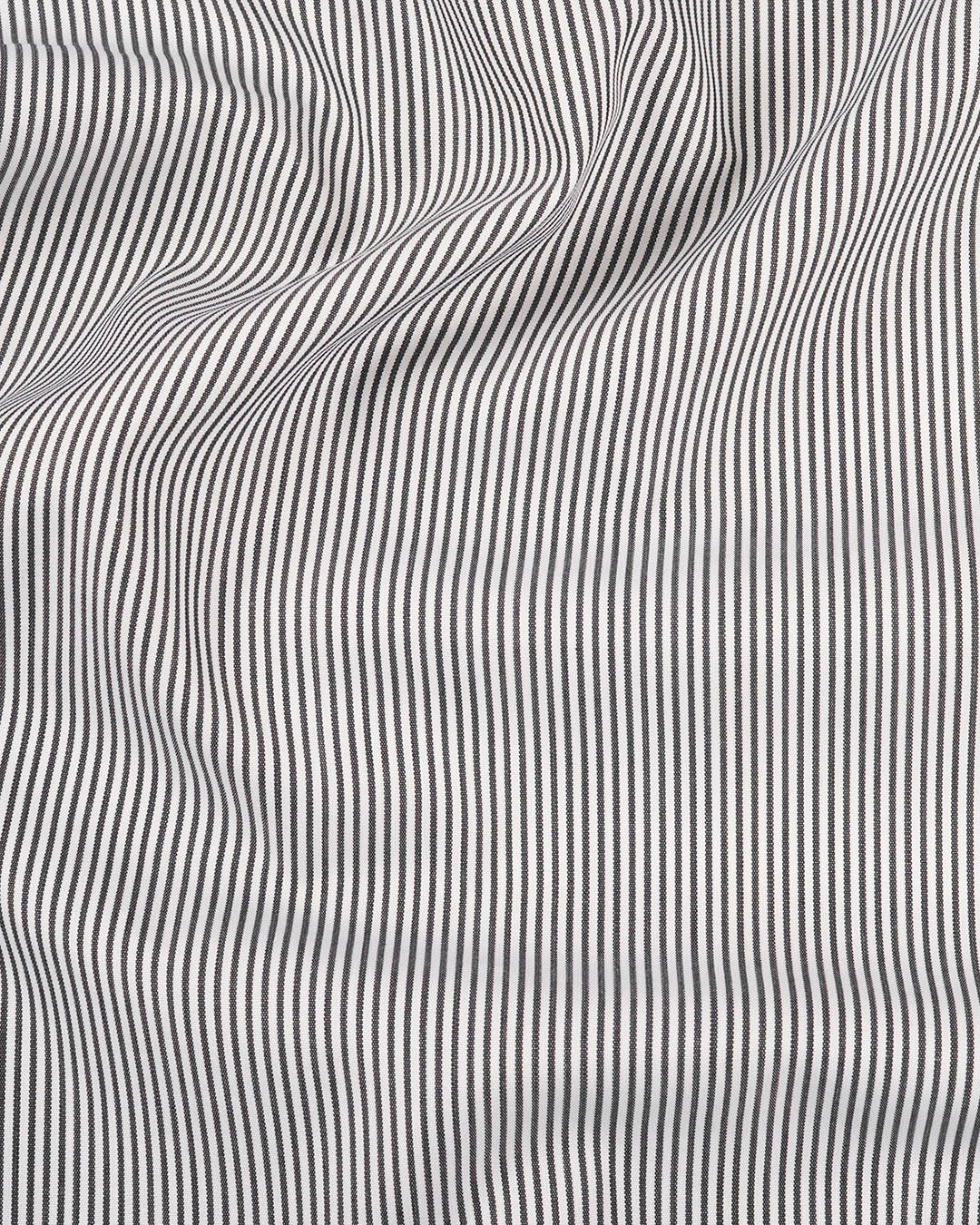 Brembana White Black Hairline Stripes Shirt - 6