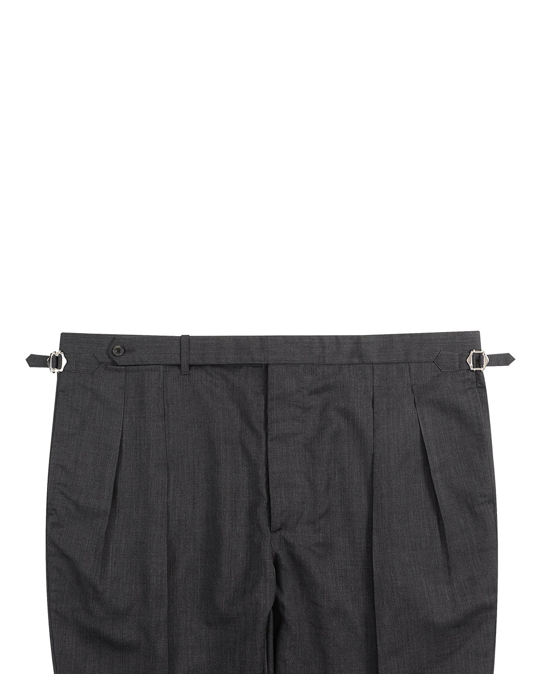 Washable Wool Pants: Plain Charcoal Grey High Waisted Pant