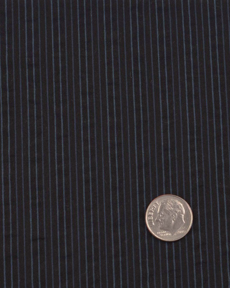 Navy on Black Stripes Seersucker