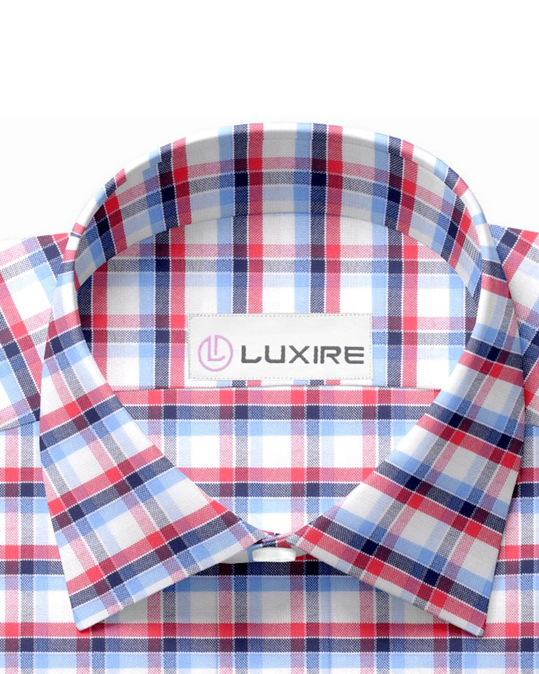 Red Blue White Tartan Checks Oxford