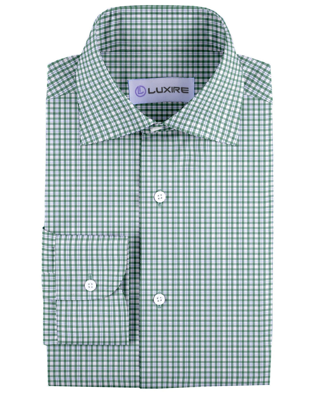 Classic Green Tattersall Checks On White - 1