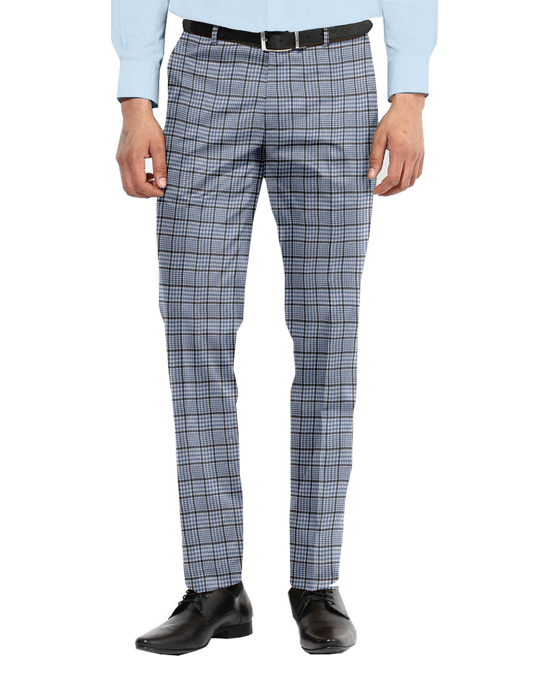Dugdale Ecru LT Blue Check With Navy Overcheck - 1