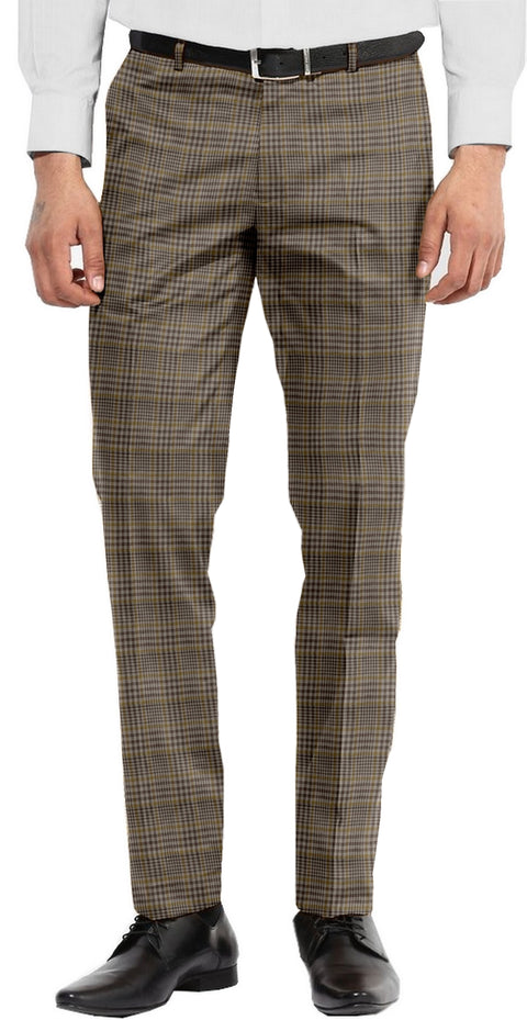 Dugdale Beige Brown Check With Gold Overcheck