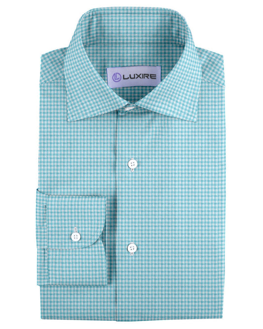 Linen:Aqua Blue Mini Gingham