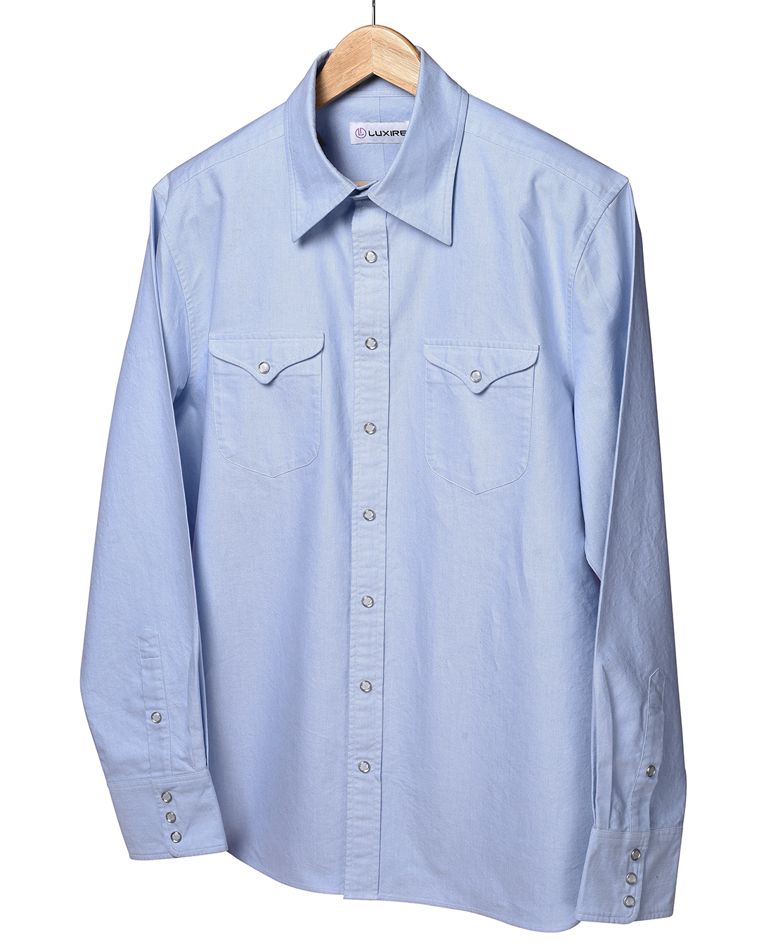 Western Shirt in Sky Blue Oxford - 1