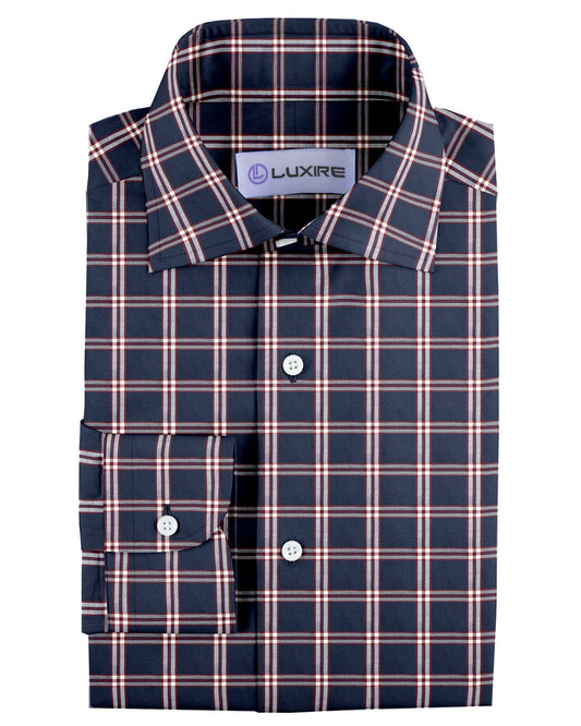 Red Navy Big  Tattersall Casual Shirt