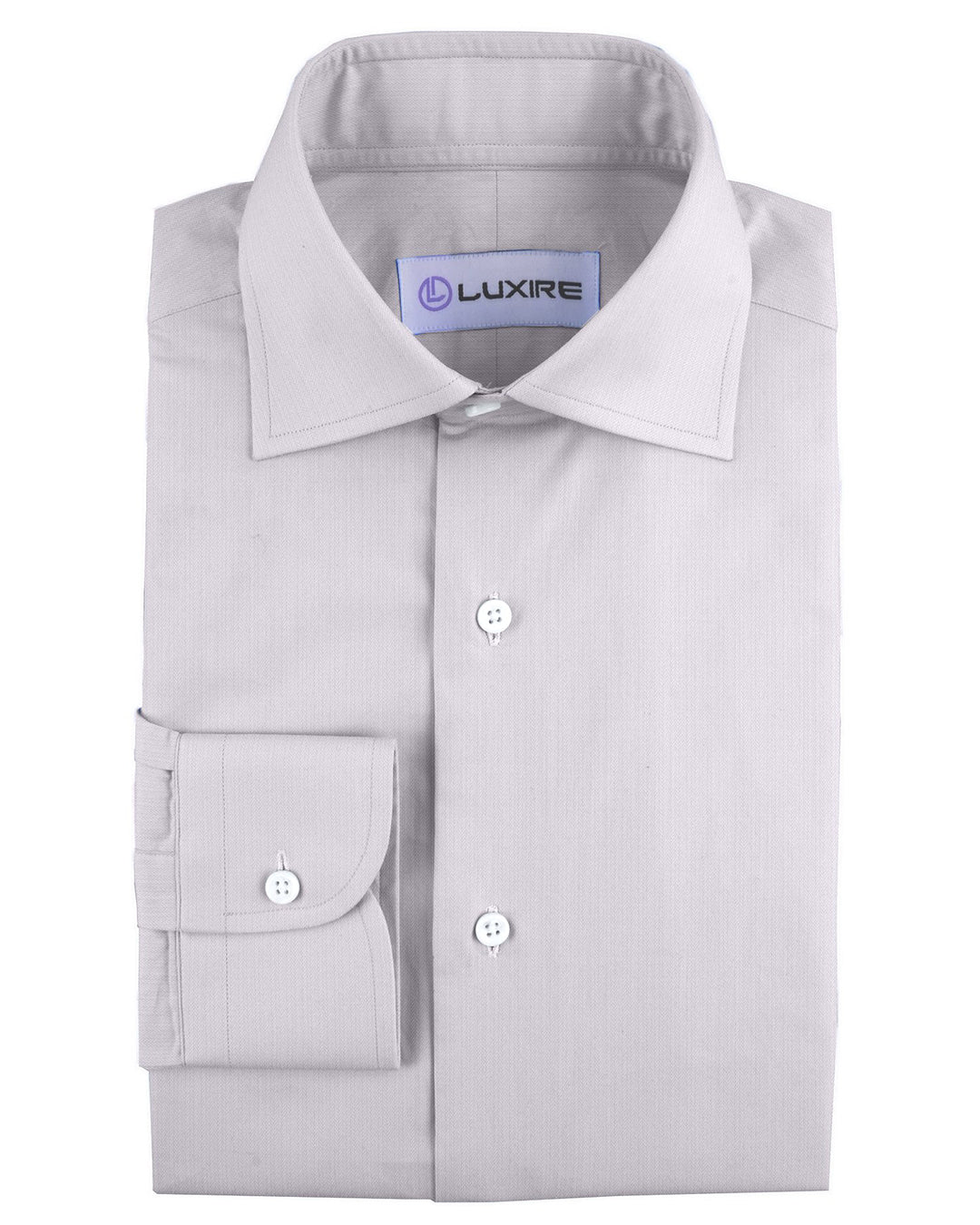 Business Shirt: White Micro Herringbone