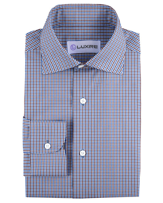 Blue Brown White Gingham Checks