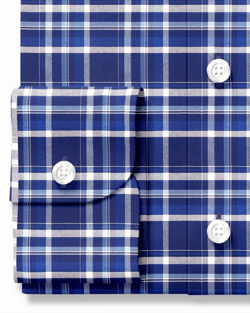 Easy-to-Iron Blue White Checks Shirt