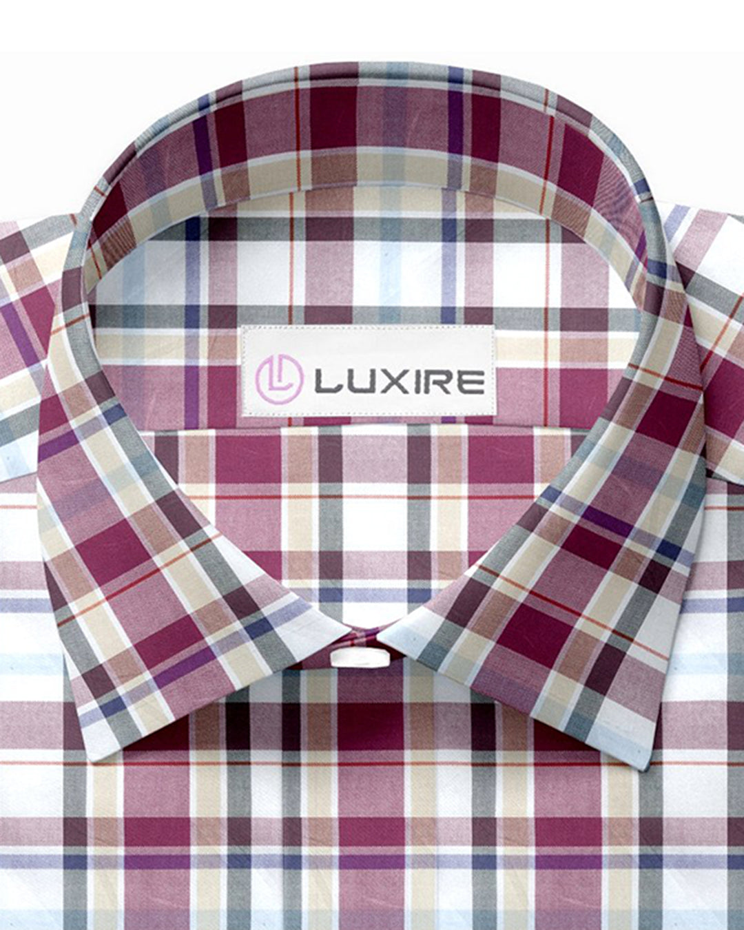 Easy-to-Iron Maroon White Ecru Oxford Checks - 2