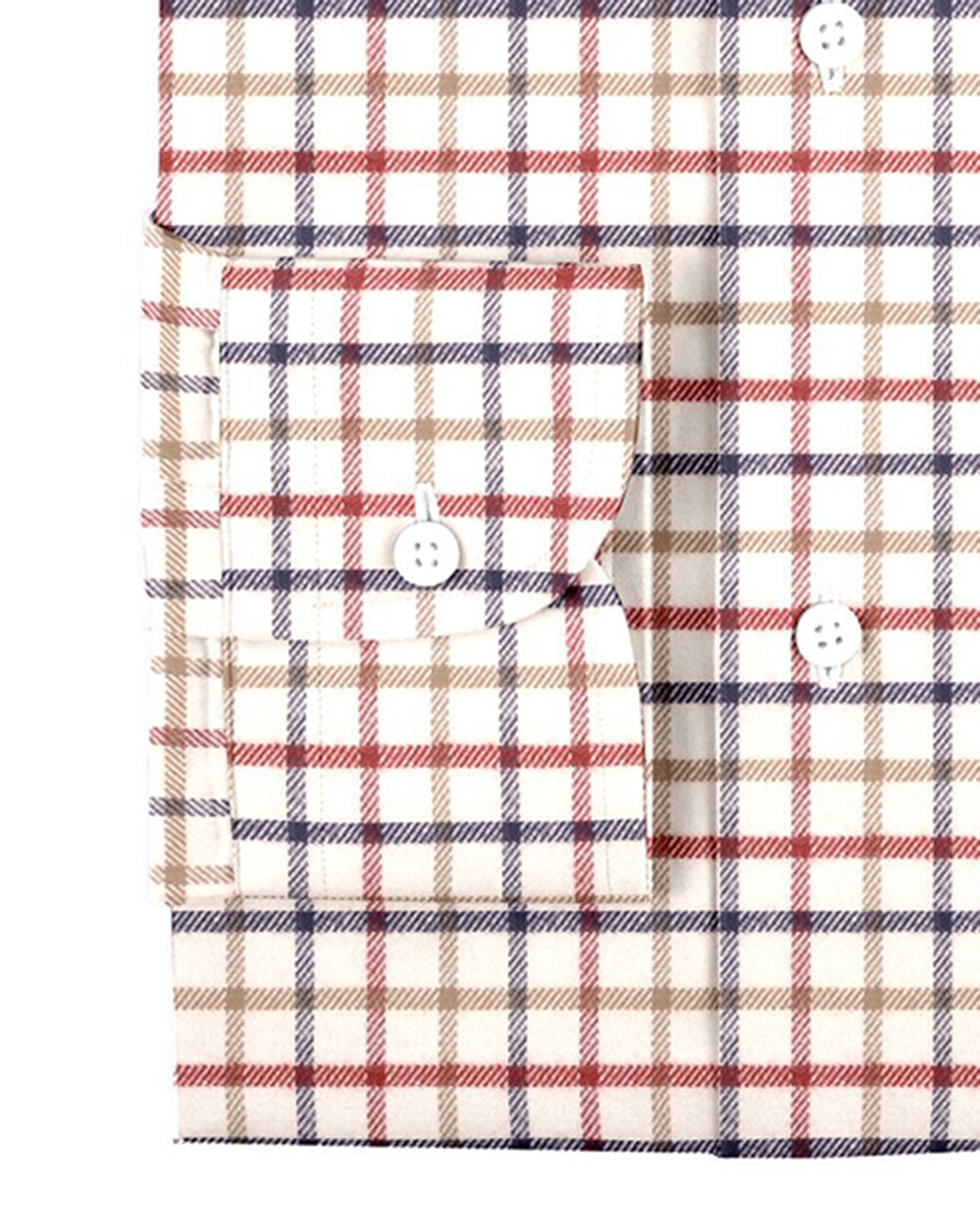 Cream Red Tan Country Checks Flannel - 3