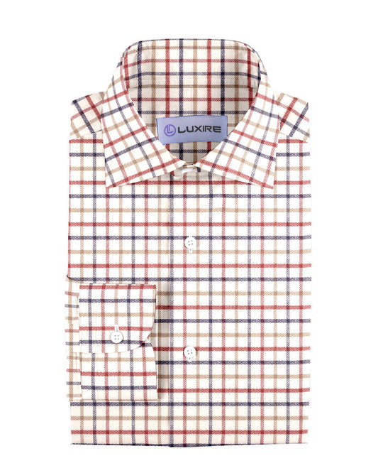 Cream Red Tan Country Checks Flannel